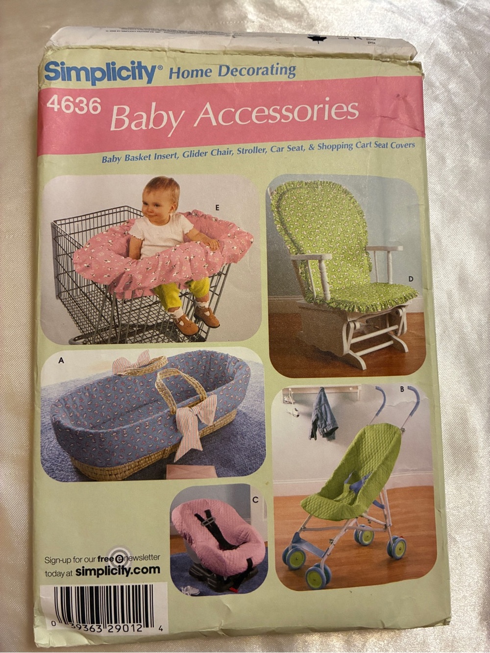 Simplicity Baby Accessories Sewing Pattern 4636 Car seat Stoller Glider